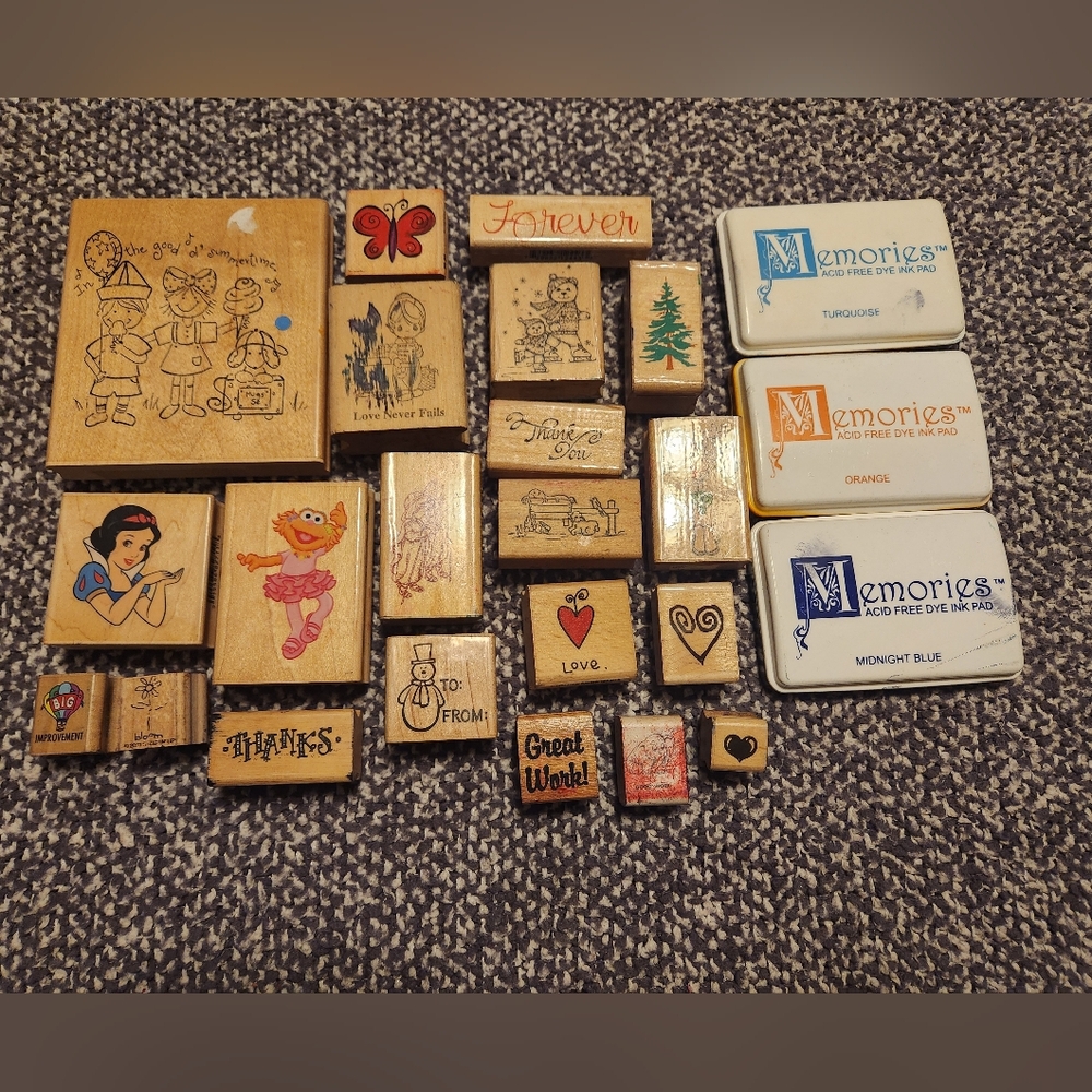 Assorted Wooden Stamps Collection